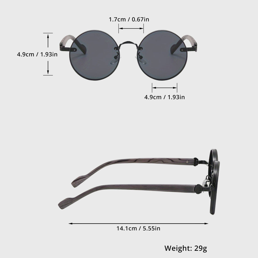 Louis Morel Classic Dark Lens Round Sunglasses