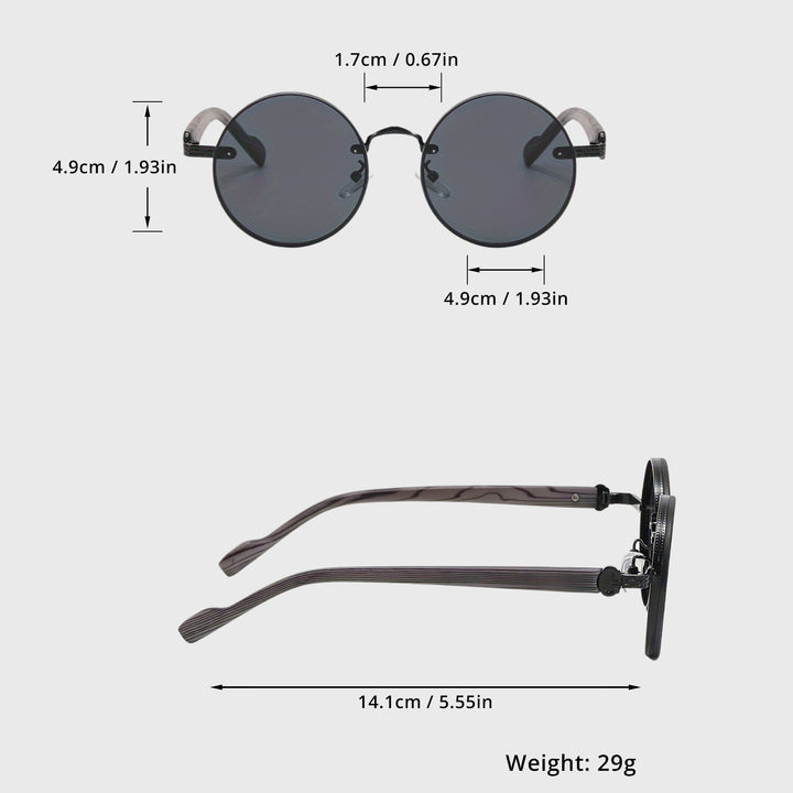 Louis Morel Classic Dark Lens Round Sunglasses