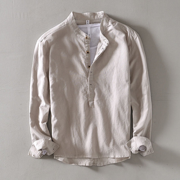 Louis Morel Henley Linen Shirt