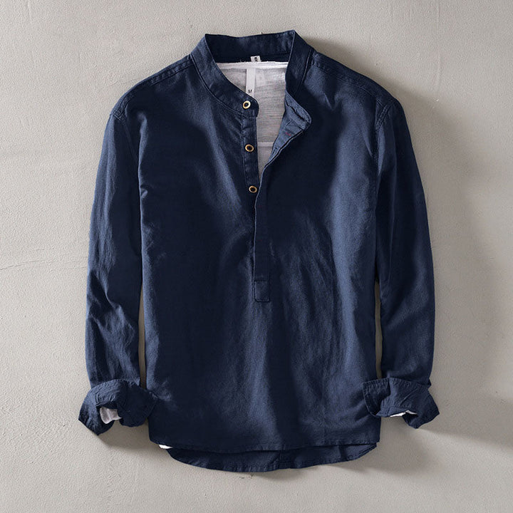 Louis Morel Henley Linen Shirt