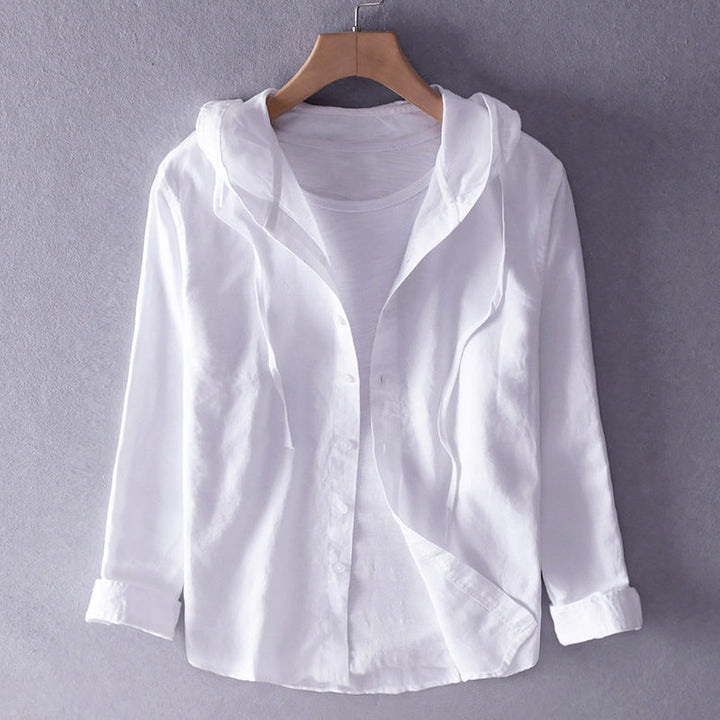 Louis Morel Hooded Button-Up Linen Shirt