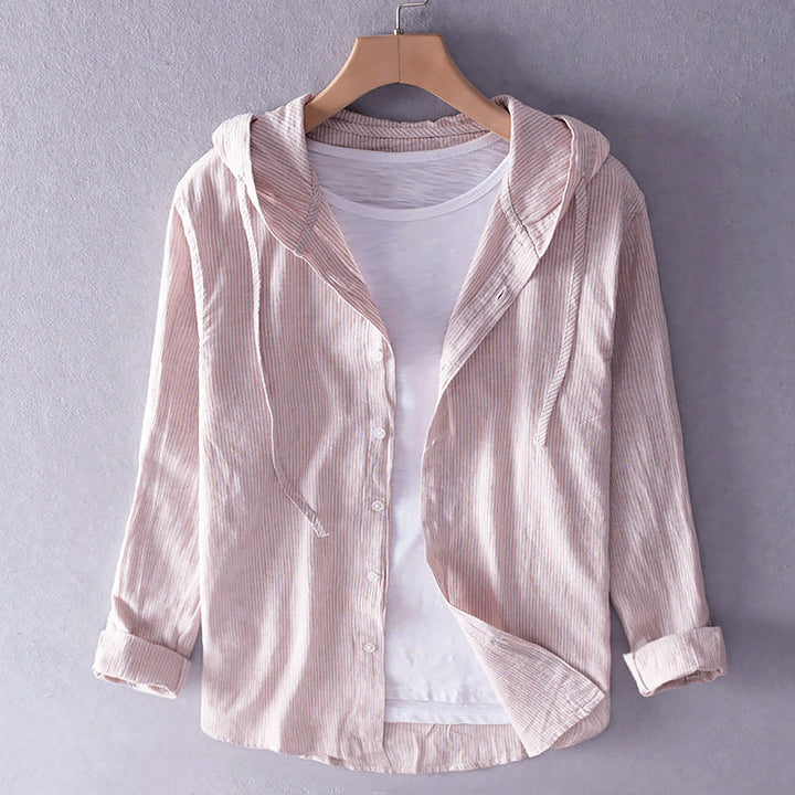 Louis Morel Hooded Button-Up Linen Shirt
