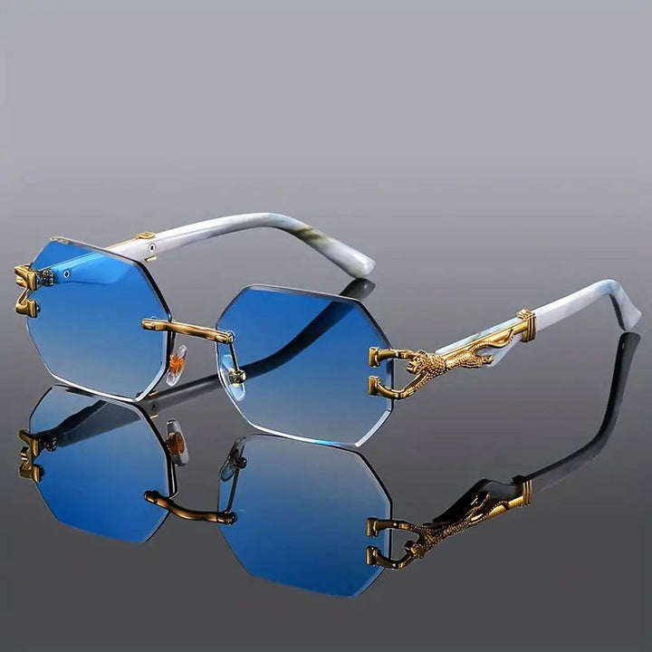 Louis Morel Octagonal Lens Rimless Sunglasses