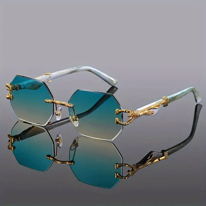 Louis Morel Octagonal Lens Rimless Sunglasses