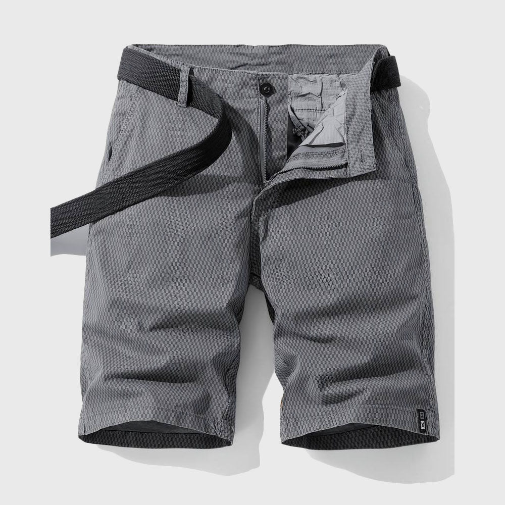 Louis Morel Patterned Casual Shorts with Belt