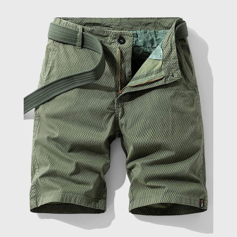 Louis Morel Patterned Casual Shorts with Belt