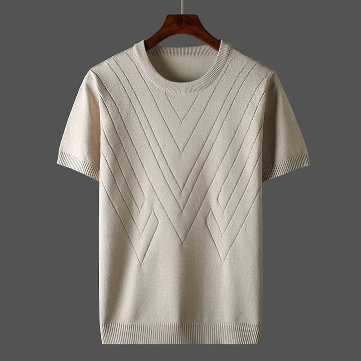 Louis Morel Patterned Knit Crew Neck Shirt