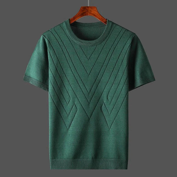 Louis Morel Patterned Knit Crew Neck Shirt