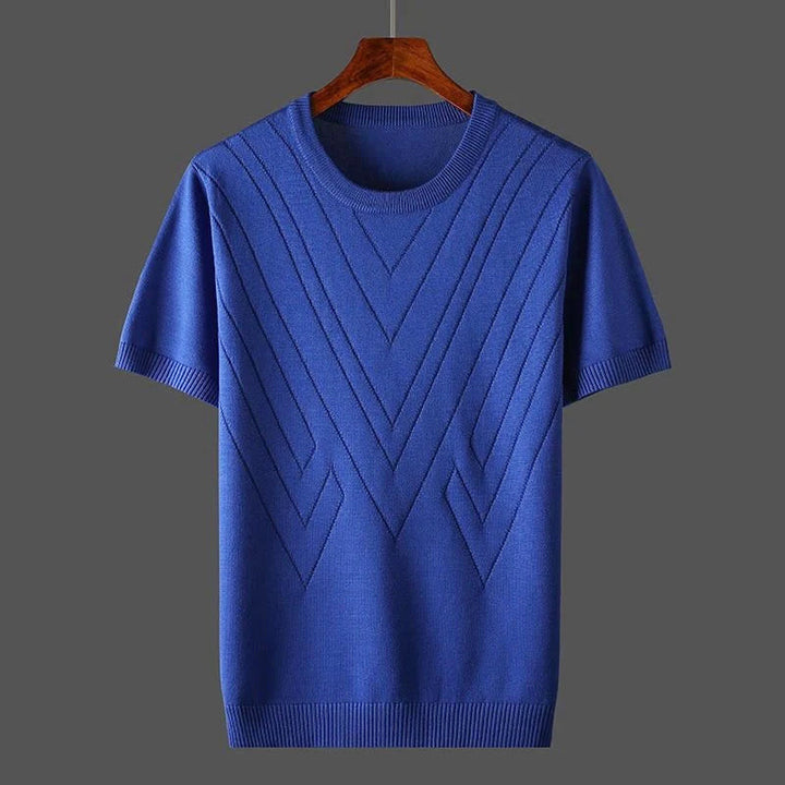 Louis Morel Patterned Knit Crew Neck Shirt