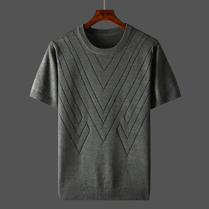 Louis Morel Patterned Knit Crew Neck Shirt