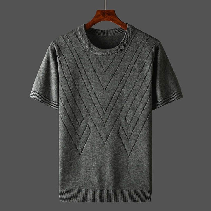 Louis Morel Patterned Knit Crew Neck Shirt