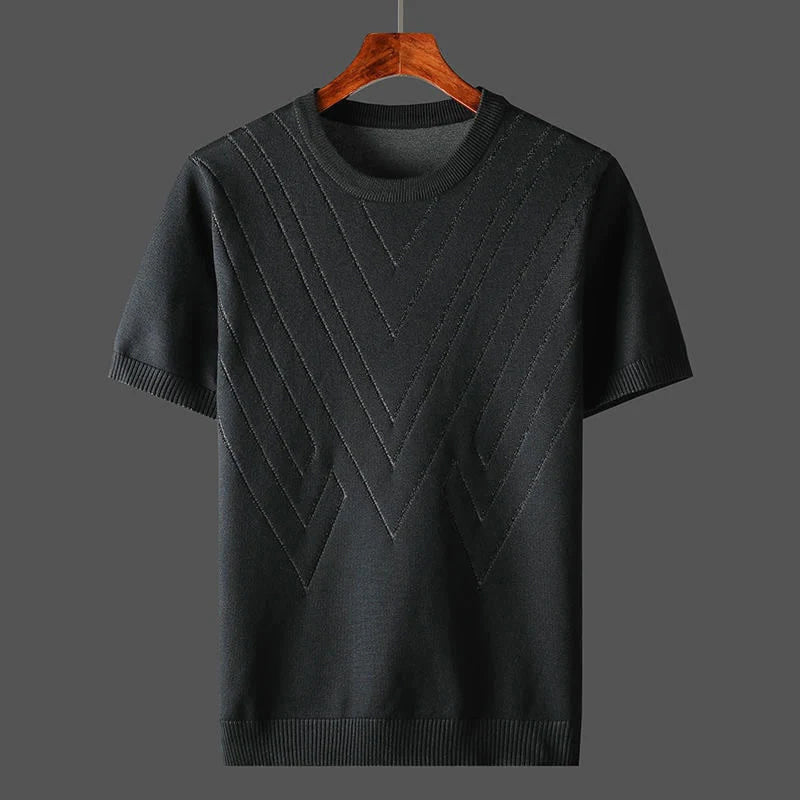 Louis Morel Patterned Knit Crew Neck Shirt