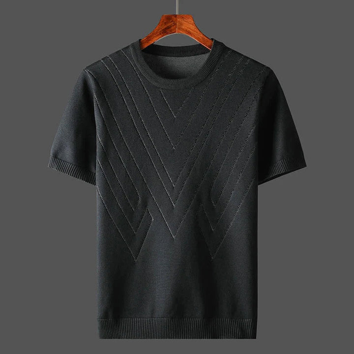 Louis Morel Patterned Knit Crew Neck Shirt