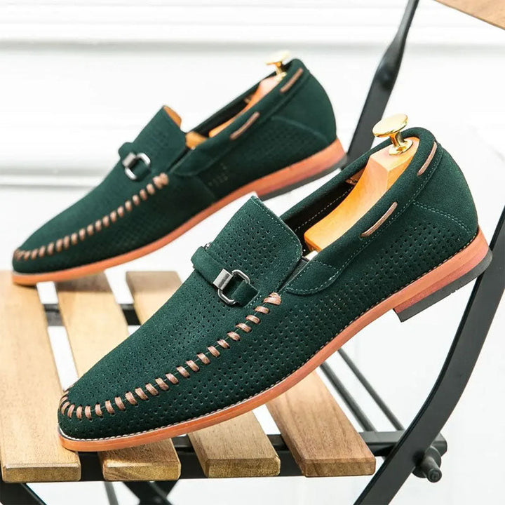 Louis Morel Perforated Suede Loafers