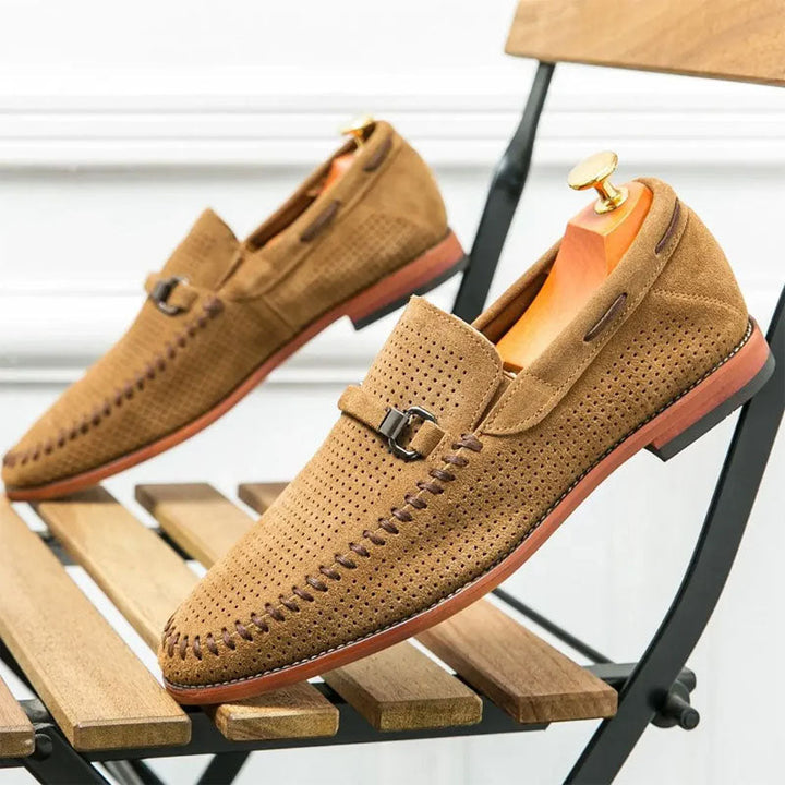 Louis Morel Perforated Suede Loafers
