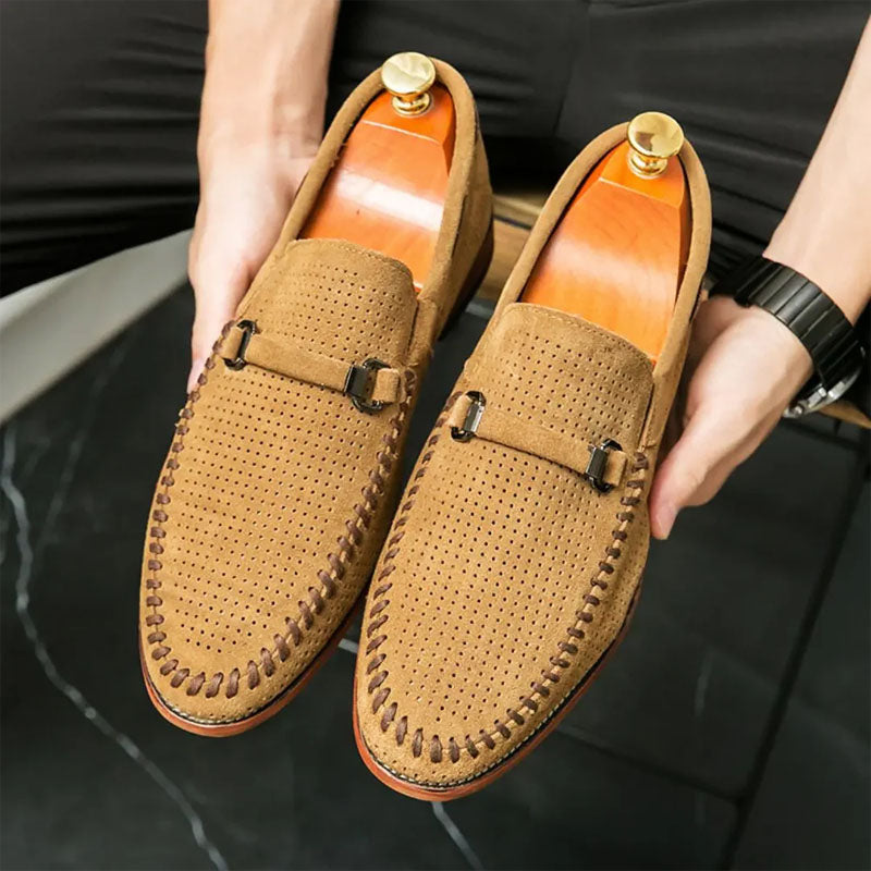 Louis Morel Perforated Suede Loafers