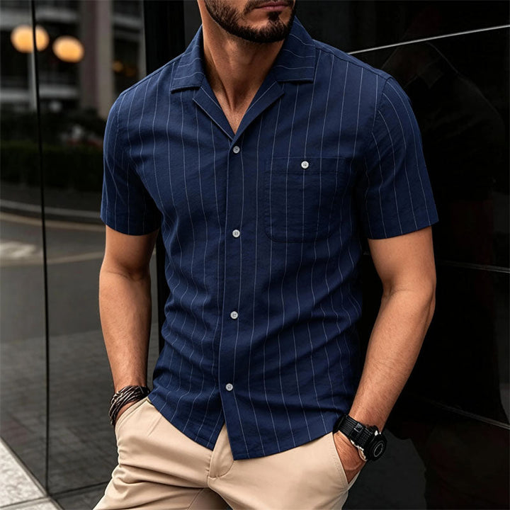 Louis Morel Short Sleeve Pinstripe Shirt