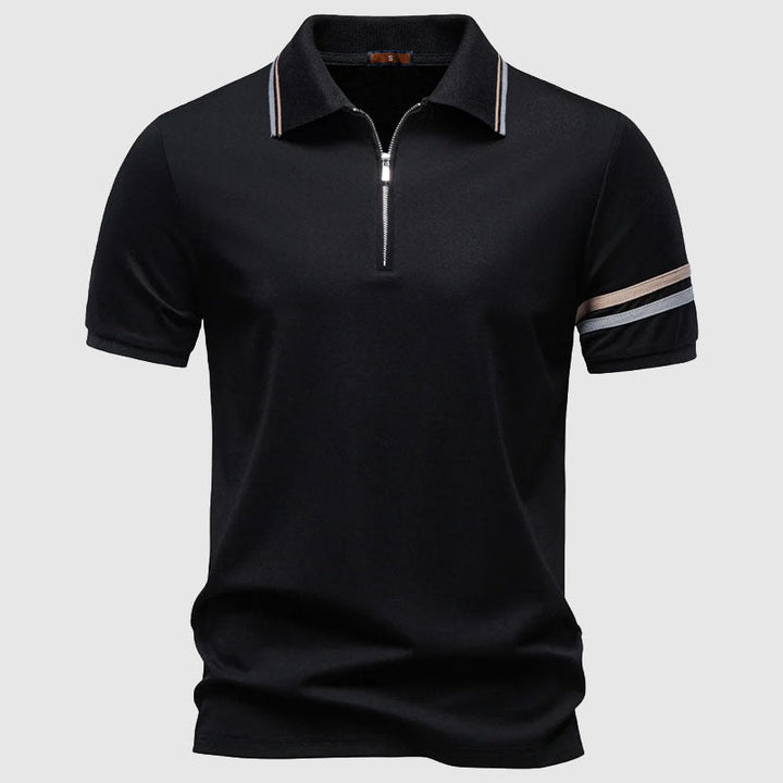 Louis Morel Short Sleeve Polo with Half-Zip Collar
