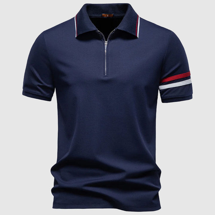 Louis Morel Short Sleeve Polo with Half-Zip Collar