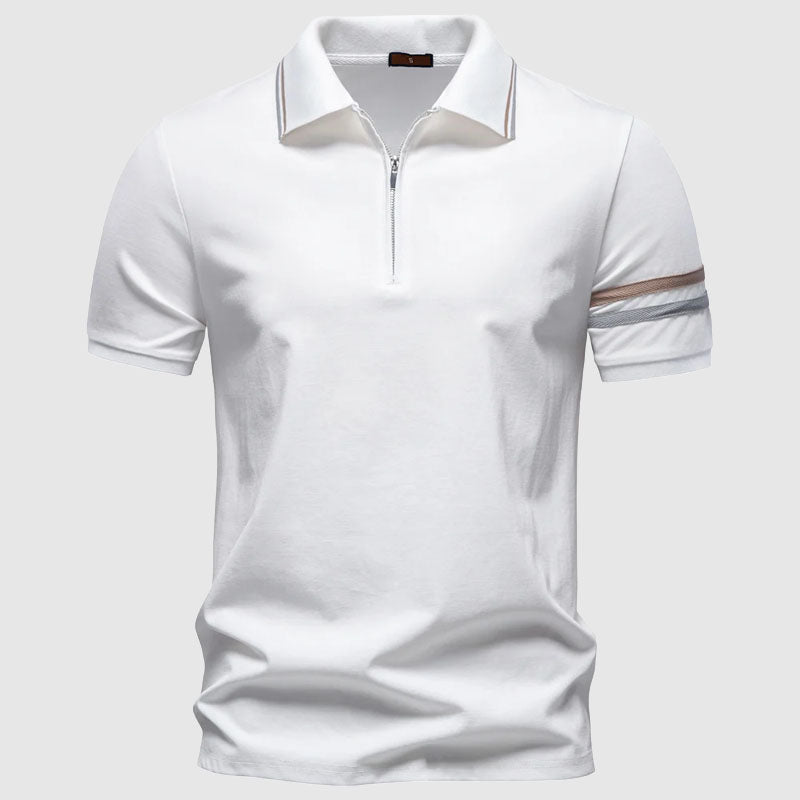 Louis Morel Short Sleeve Polo with Half-Zip Collar