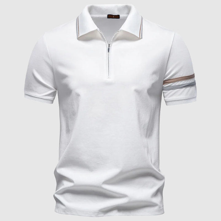 Louis Morel Short Sleeve Polo with Half-Zip Collar