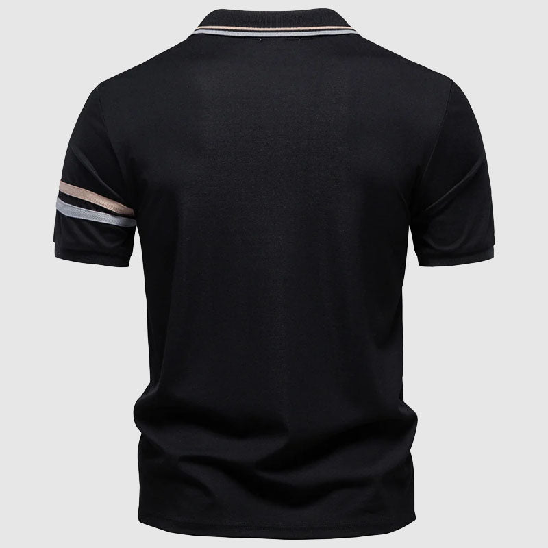 Louis Morel Short Sleeve Polo with Half-Zip Collar