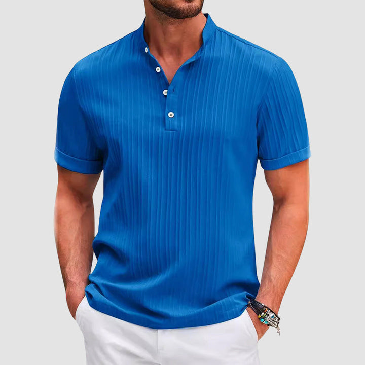 Louis Morel Short Sleeve Ribbed Henley Shirt