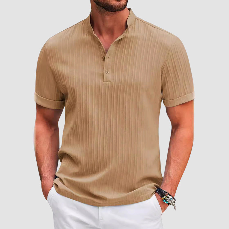 Louis Morel Short Sleeve Ribbed Henley Shirt