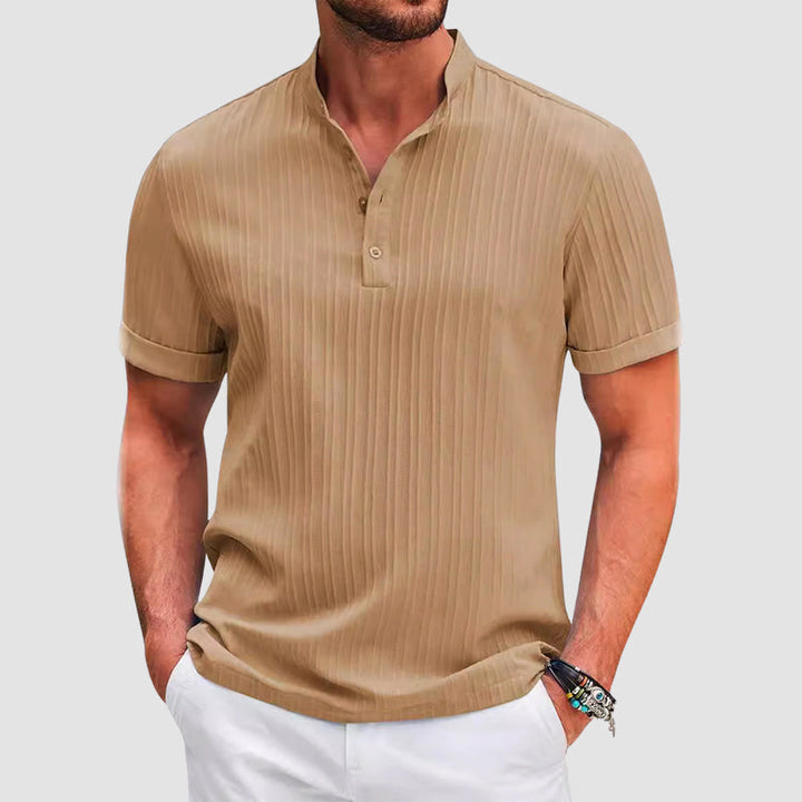 Louis Morel Short Sleeve Ribbed Henley Shirt