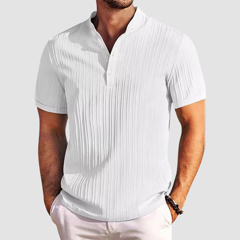 Louis Morel Short Sleeve Ribbed Henley Shirt