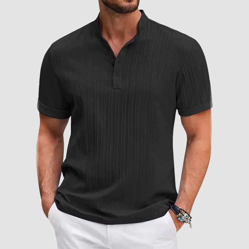 Louis Morel Short Sleeve Ribbed Henley Shirt