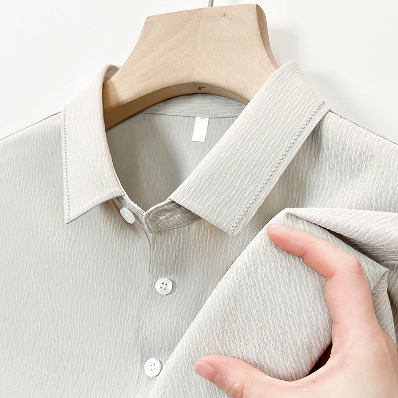 Louis Morel Striped Texture Button-Up Shirt