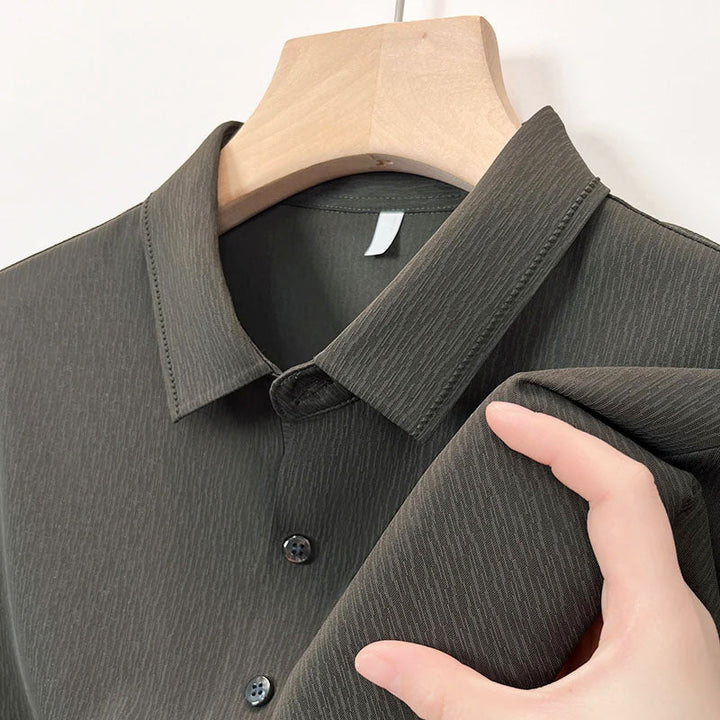 Louis Morel Striped Texture Button-Up Shirt