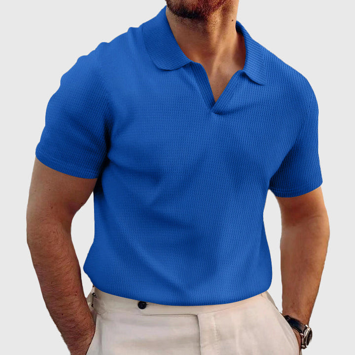 Louis Morel Textured Short Sleeve Polo Shirt