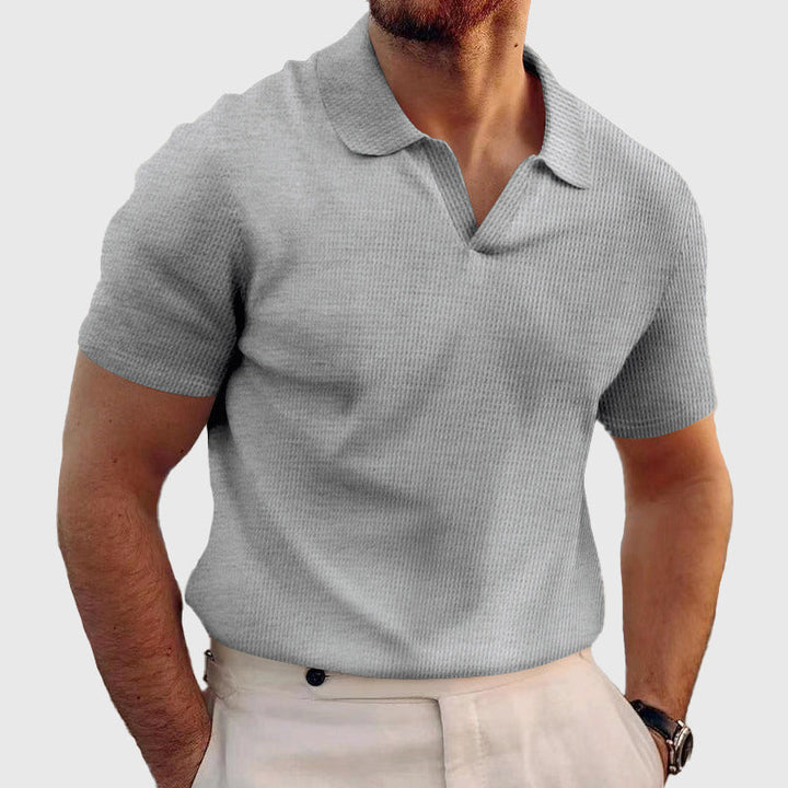 Louis Morel Textured Short Sleeve Polo Shirt