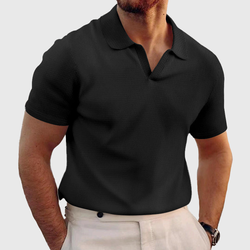 Louis Morel Textured Short Sleeve Polo Shirt