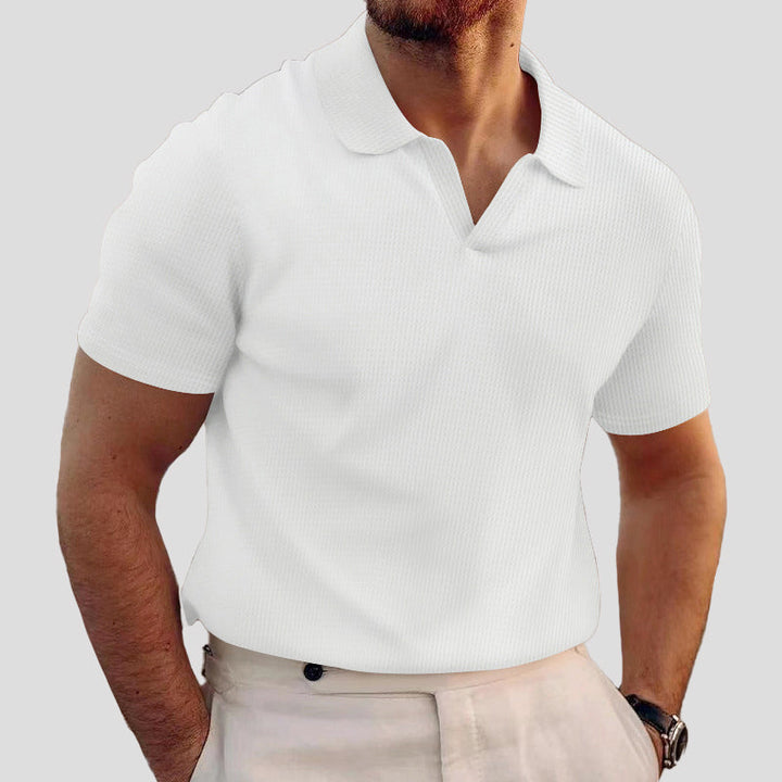 Louis Morel Textured Short Sleeve Polo Shirt