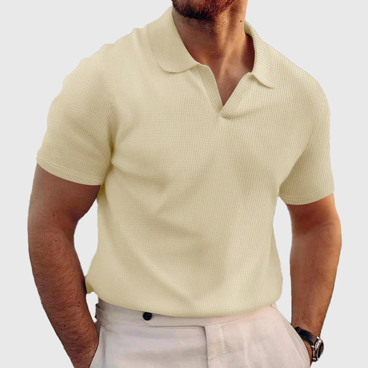 Louis Morel Textured Short Sleeve Polo Shirt