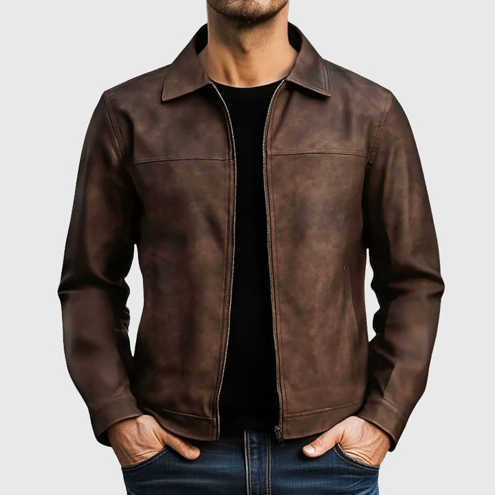 Louis Morel Zip-Up Faux Leather Jacket