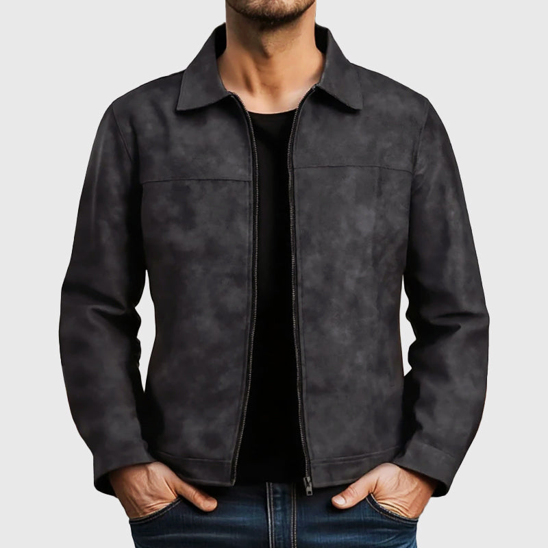 Louis Morel Zip-Up Faux Leather Jacket