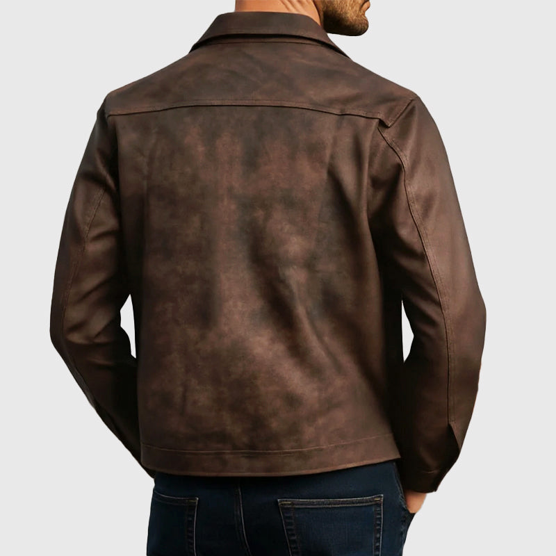 Louis Morel Zip-Up Faux Leather Jacket