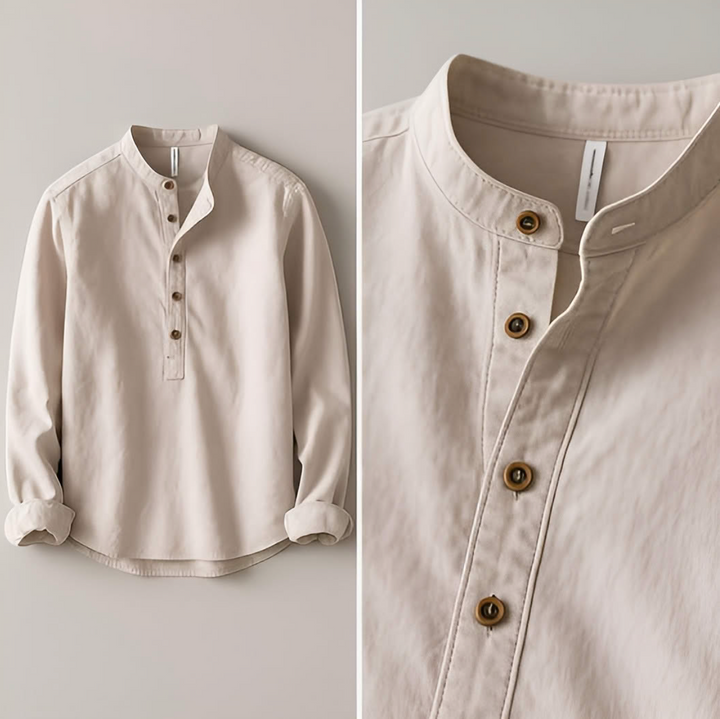 Louis Morel Henley Linen Shirt
