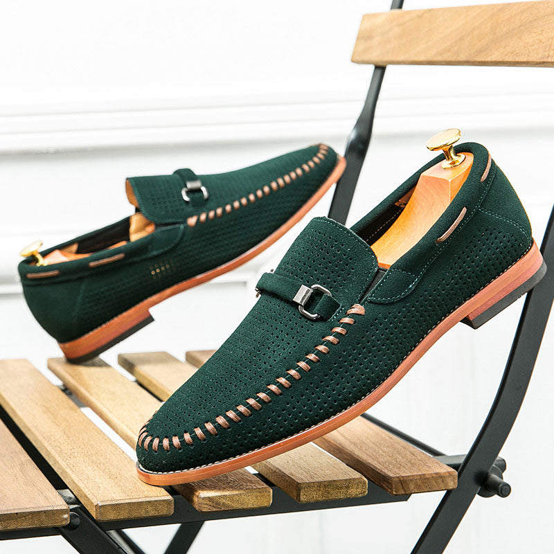 Louis Morel Perforated Suede Loafers