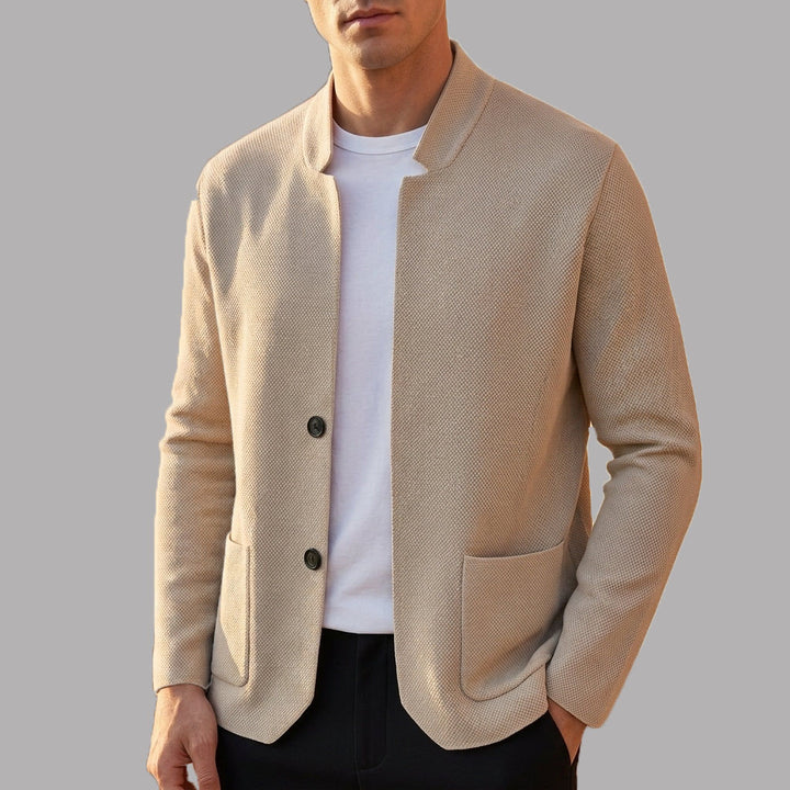 Luke - Men's Button-Front Stand-Collar Knit Cardigan