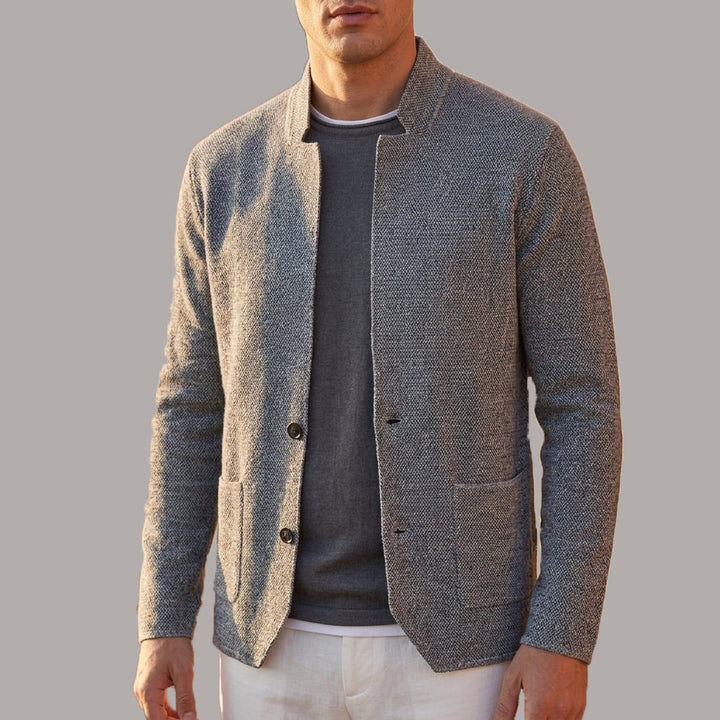 Luke - Men's Button-Front Stand-Collar Knit Cardigan