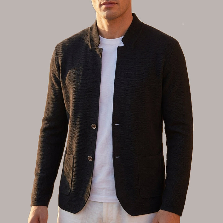 Luke - Men's Button-Front Stand-Collar Knit Cardigan