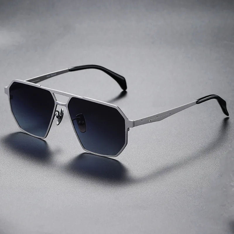 Lumièr Titanium Frame Geometric Sunglasses