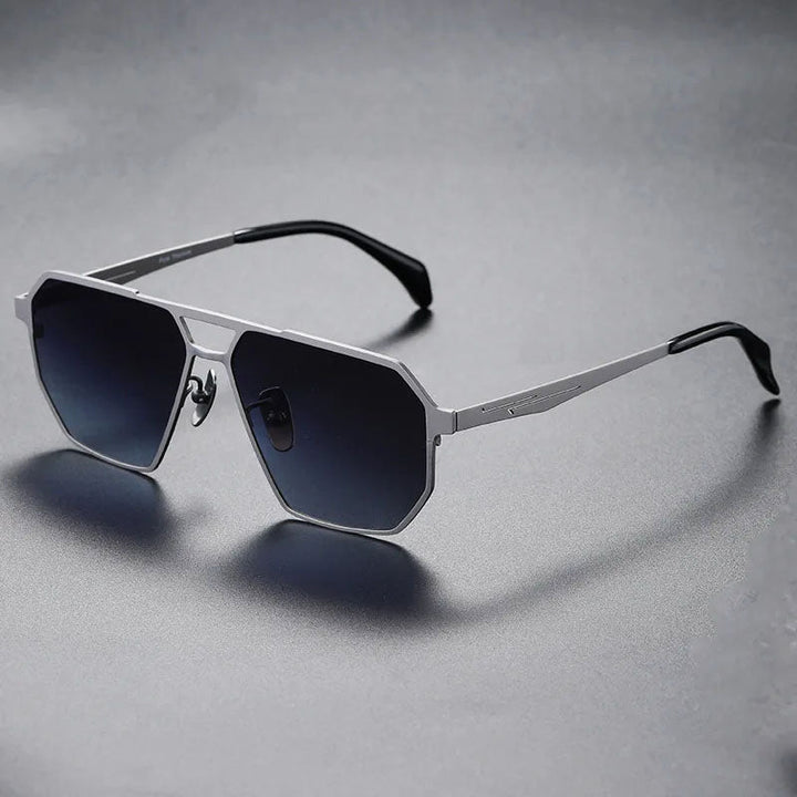 Lumièr Titanium Frame Geometric Sunglasses