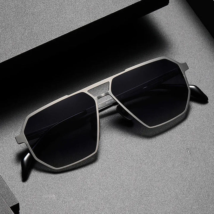 Lumièr Titanium Frame Geometric Sunglasses