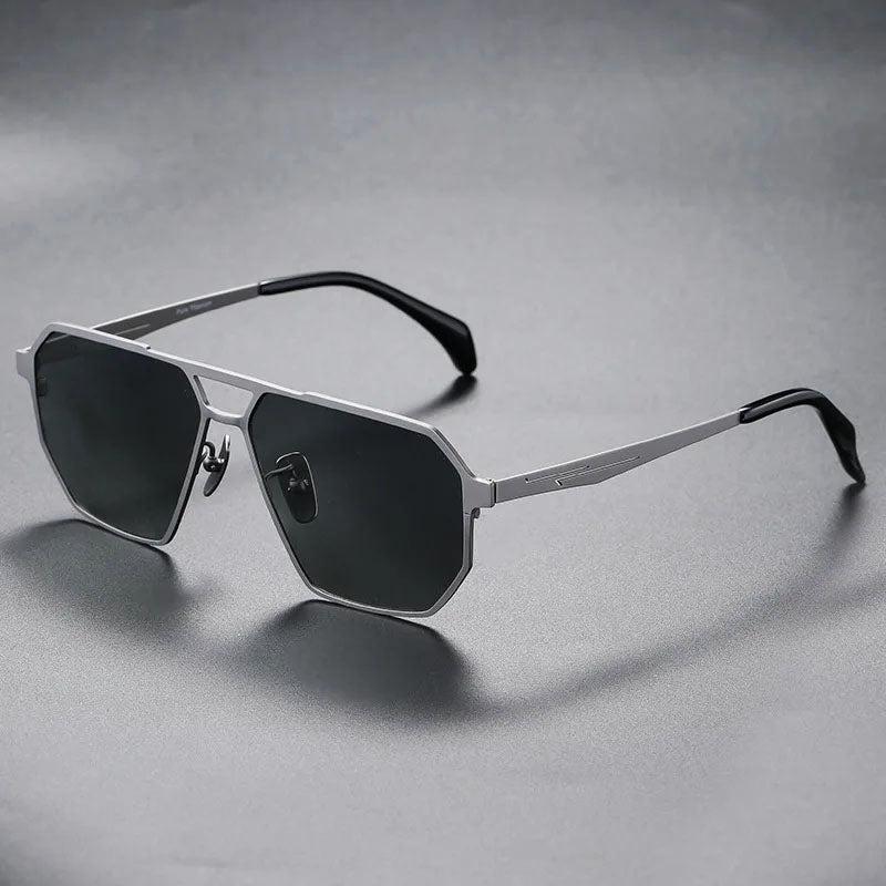 Lumièr Titanium Frame Geometric Sunglasses
